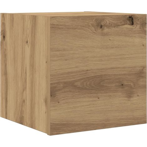 Elegante y práctico mueble de TV mural 30,5 x 30 x 30 cm fabricado en madera de roble manufacturada acabado artesanal 020050882 (1/5)