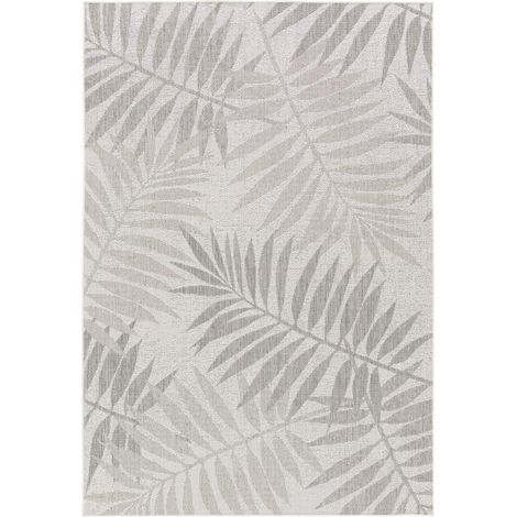 Tapis extérieur kilim 120x170 gris clair et gris foncé en PET