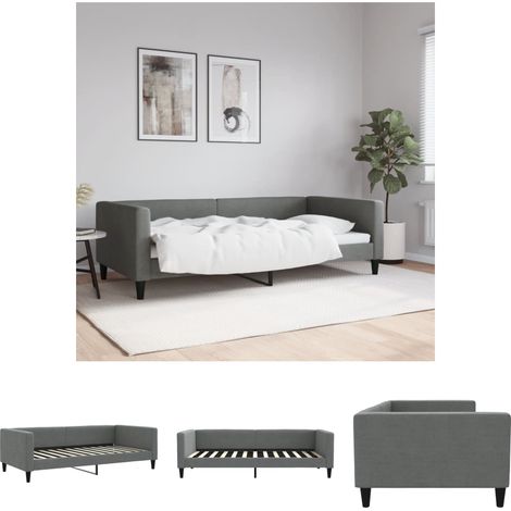 The Living Store Tagesbett Dunkelgrau 100x200 cm Stoff - Betten & Bettgestelle (1/5)