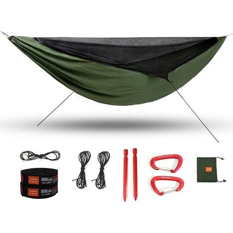 Hamac de camping avec moustiquaire, tente 2 personnes, hamacs portables en tissu nylon 70D pour extérieur, randonnée (1/5)