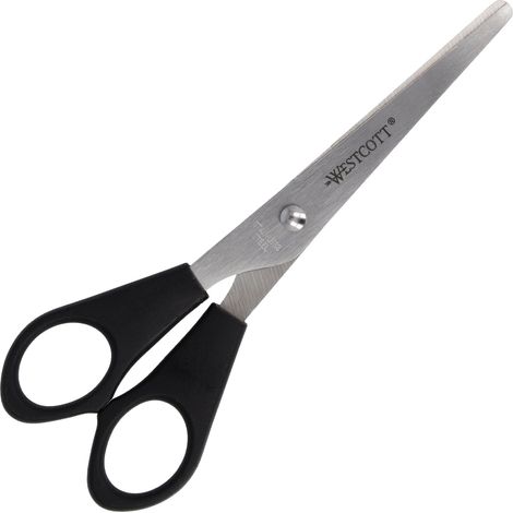 Westcott Forbici 6" (15,2 cm) nere per mancini Forbici da ufficio con impugnature in plastica nera Lama extra affilata, acciaio inossidabile E-31162 00 (1/5)