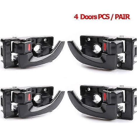 Poignées de porte intérieures noires pour Hyundai Tucson 2005-2009 - Paire de poignées pour 4 portes (4 pièces) (1/5)