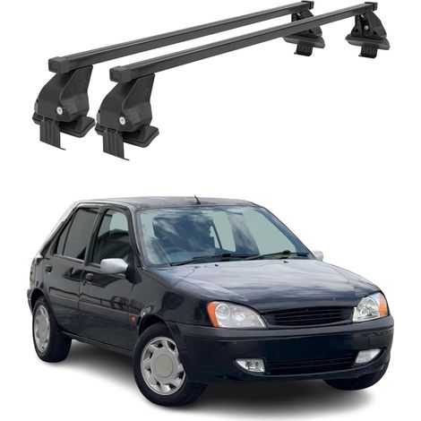 OMAC Dachträger Querträger Stahl für Ford Fiesta mk4 1995-2002 – Abschließbar – City-Crash-getestet – DIN 75302:2019 – ISO/PAS 11154:2006 – Max. 50 kg Schwarz (1/5)