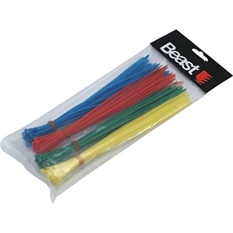 Colliers de Serrage 200x2.5 mm - Mix de 4 Couleurs - Pratiques et Polyvalents - Usage intensif - Beast