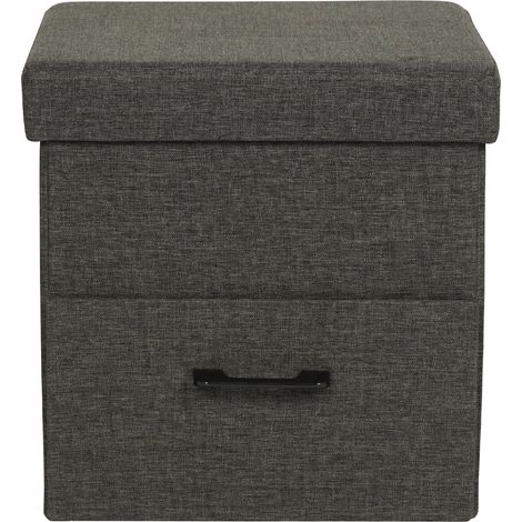 Pouf mit Stauraum Mobili Rebecca Alocasia 40x40x40 PU MDF Holz Dunkelgrau Modern