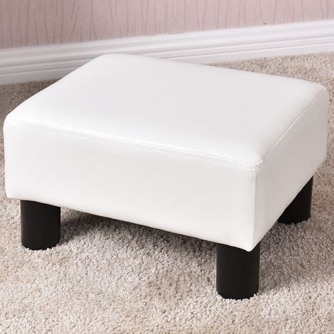 Taburete Reposapiés Tapizado de PU 40 x 30 x 24cm Escabel para Sofá Cama Banco para Zapato Pasillo Asiento Negro (1/2)