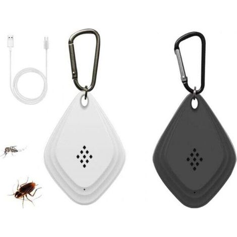 10 Stück (weiß + schwarz) Tragbares Ultraschall-Mückenschutzmittel, elektronisches Mückenschutzmittel, elektronischer Mückenvernichter, USB-Aufladung, praktisch und tragbar zur Bekämpfung von Mücken u