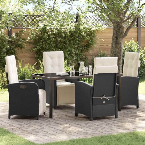 Conjunto de Comedor de Jardín 5 pcs Negro ratán sintético vidaXL (1/5)