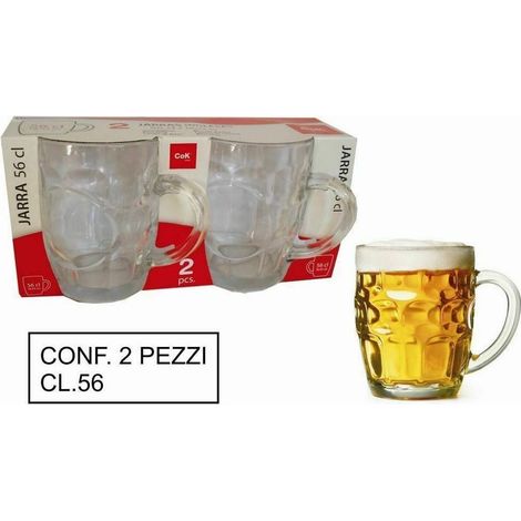 Set 2 Pièces Brocca Coupes Buccales Bière En Verre Classique 56 Cl Avec Manche