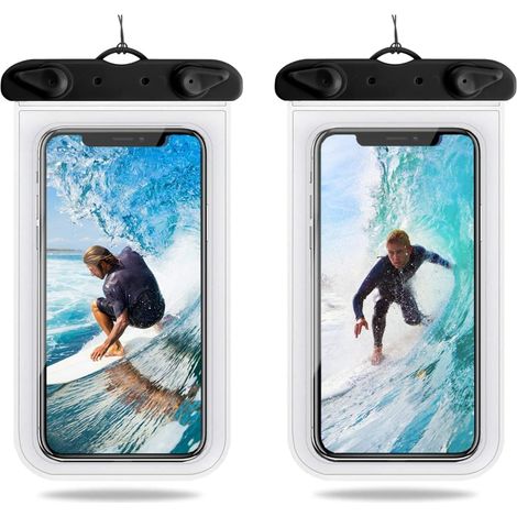 Funda impermeable para teléfono, paquete de 2, 7 pulgadas, IPX8, funda sumergible, funda impermeable para iPhone 17, 16, 15, 14, 13, 12, 11 Pro Max, XS, Samsung S25, S24, S23, Ultra A55, Xiaomi