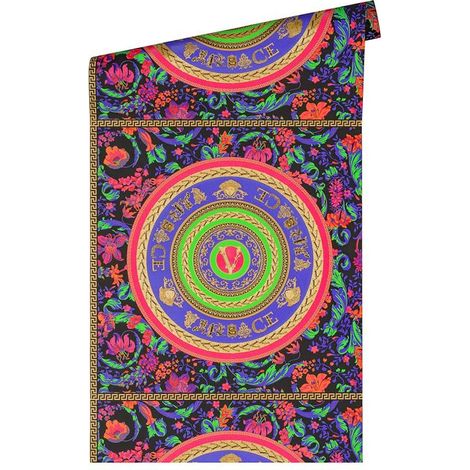 Papier peint floral coloré Tapisserie fleuri à motif circulaire Papier peint luxe à ornements idéal pour chambre (1/4)