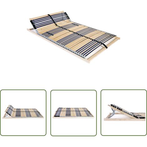 The Living Store Sommier à lattes sans matelas avec 42 lattes 7 zones 140x200 cm - Sommier À Lattes - Lit Double - Cadre De Lit - Support De Matelas - Base De Lit (1/5)