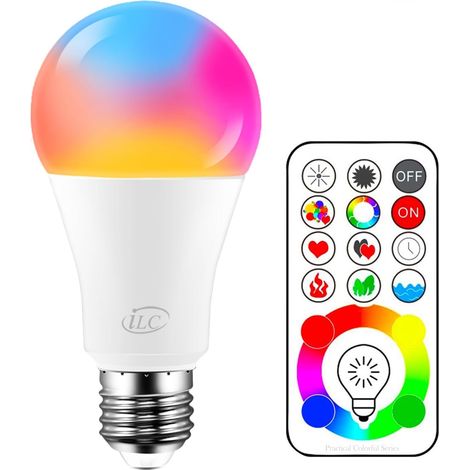 Ampoule Couleur LED E27 Telecommande 120 couleurs changeante RGB 10Watt Edison Screw (1/5)