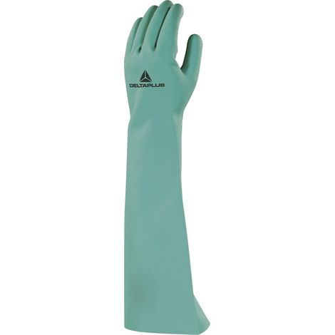 Delta Plus – Gants anti-chaleur tout nitrile 46 cm – Résistance chimique EN374-3 – Intérieur chloriné pour enfilage facile – Agriculture, industrie, hygiène