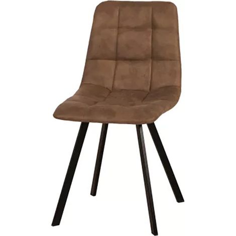 Chaise en simili marron clair pieds métal noir (1/5)