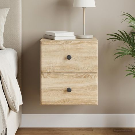 vidaXL Wall-Mounted Bedside Cabinet Sonoma Oak 34.5 x 33 x 40 cm (1/5)