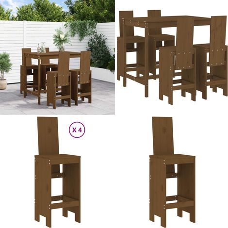 Set Bar da Giardino 5 pz ambra in Legno Massello di Pino - Bar da giardino - Set da bar