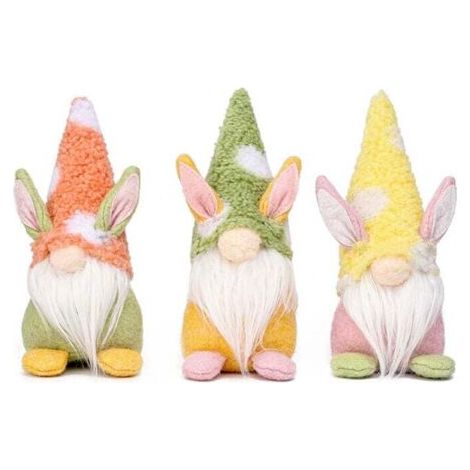BUNTHAUS Osterelfen-Dekoration, 3 Osterhasen-Wichtel-Tischdekorationen für die festliche Familie (1/4)
