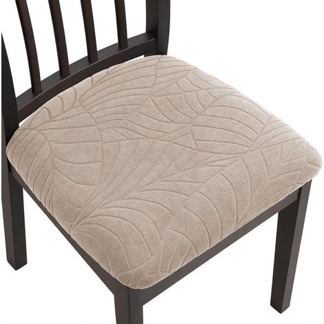Set di 4 coprisedie in jacquard elasticizzato, impermeabili, sfoderabili e lavabili, per sala da pranzo, hotel, ufficio, cucina, colore bianco crema. (1/5)