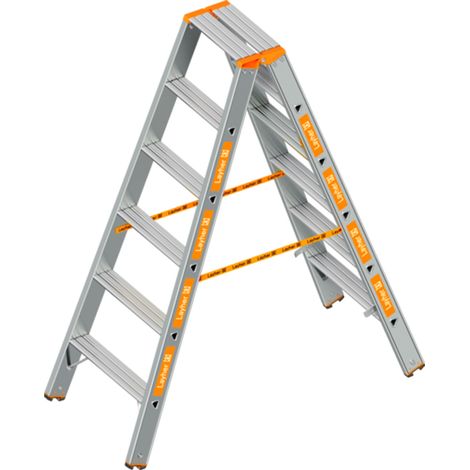 Layher Topic 1048 Stufenstehleiter eloxiert 2x6 Stufen