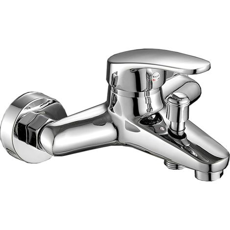 Mitigeur Monocommande Bain Douche Robinet Mural Chromé, Raccord G1/2 pour Flexibles, Contrôle Température Facile,Convient à une utilisation à chaud comme à froid (1/5)