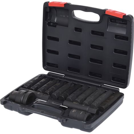 Kstools – Coffret de douilles et embouts longs à choc 16 pièces – Acier chrome molybdène – Carré d'entraînement 3/4" – Pour boulonneuse à chocs (1/6)