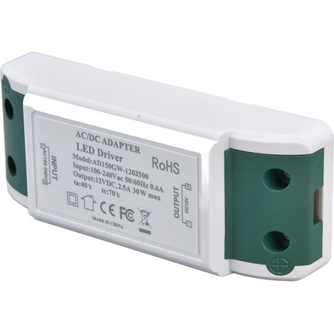 Alimentation LED 12V DC 30W 2.5A pour éclairage LED, transformateur à courant constant pour lampe DIY et décoration intérieure, AC 100‑240V.