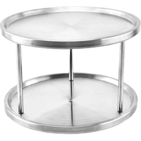 Étagère À Épices - Plateau Tournant 2 Niveaux En Acier Inoxydable 18/10 - Pour Cuisine Armoire Garde-Manger Réfrigérateur - Diamètre 26.7 Cm Hauteur 15 Cm - 1 Pièce (1/5)