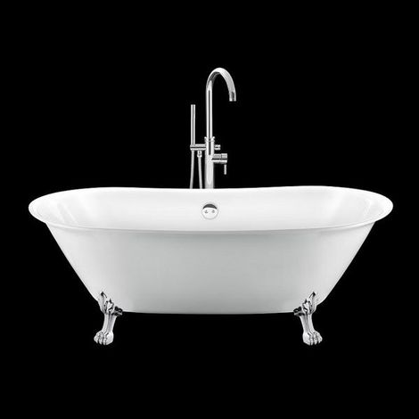 Baignoire sur pieds rétro SURRY HILLS Blanche 165 cm Pieds de Lion Chromés