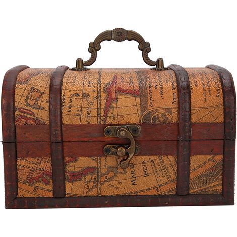 Vintage Schmuckaufbewahrungsbox aus Holz - Dekorativer, staubdichter Behälter für Sammlerstücke (Gelbe Karte S) (1/5)