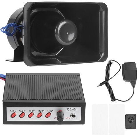 Avertisseur sonore électronique 100W 12V, sirène d'alarme forte, klaxon de sécurité 5 sons (1/5)