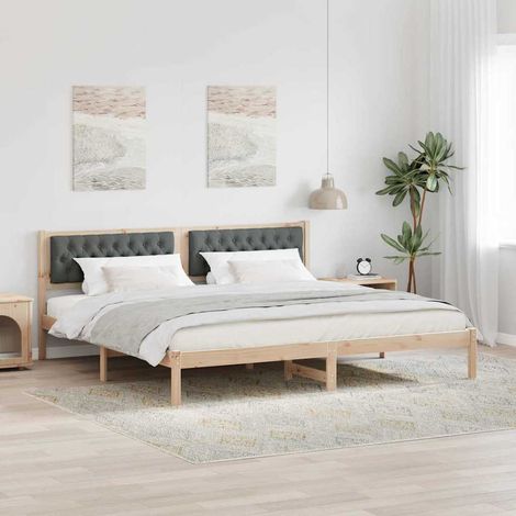 Bettrahmen Dunkelgrau 200 x 200 cm Massives Kiefernholz (1/5)