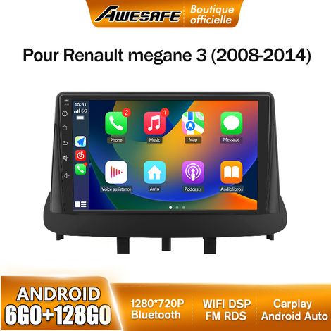 AWESAFE Autoradio Android 13 pour Renault Megane 3 (2008-2014) 6Go+128Go avec 9'' écran Tactile Carplay GPS Bluetooth Android Auto (1/5)