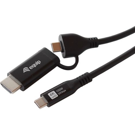 Equip 128436 cavo e adattatore video 2 m USB tipo-C HDMI USB Type-C Nero (1/5)