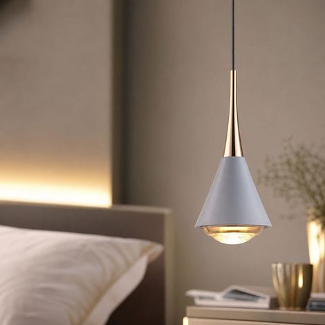 Suspension LED 7W Réglable en Hauteur, Aluminium et Acrylique, Lumière Tricolore Anti-Scintillement, Design Géométrique Moderne pour Salon ou Bureau (1/4)