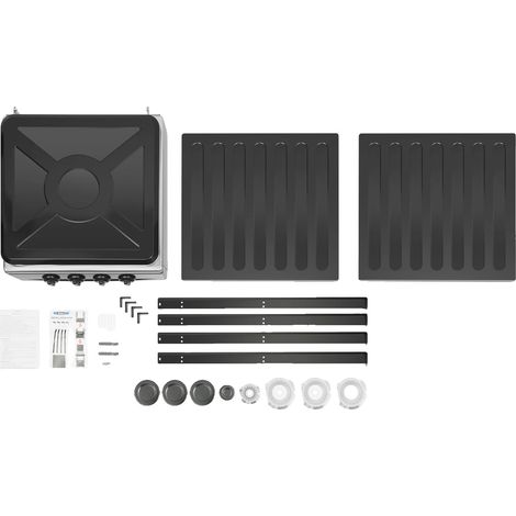 Cuisinière à gaz, 4 brûleurs, design portable, noir (1/2)