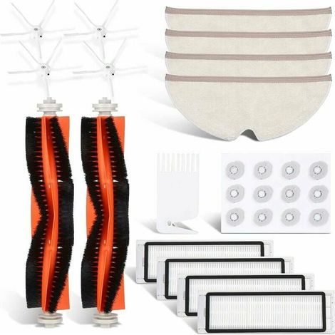 Kit d\\\'accessoires pour Xiaomi Mi Robot eur, rechange accessoires kit Entretien pour Xiaomi Roborock S5 S50 S51 S55 S6 S6 MAXV avec Accessoires 1 Brosse Principale, 3 filtres, 12noyaux d\\\'eau (1/4)