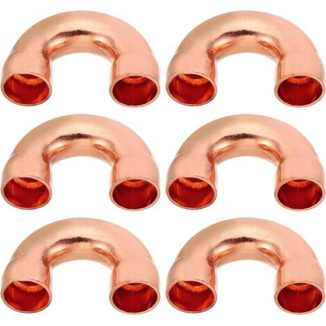 2pcs Raccord Coudé Cuivre pour Tuyaux Gaz, 22mm Tuyau d'Arrosage Durite Essence, Raccords Tuyauterie à Pression HVAC Climatisation Plomberie, Épaisseur 1mm - U Forme 1/2 Inch