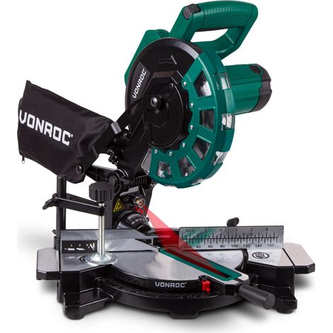 VONROC Sierra ingletadora - 1700W - Ø216mm - hojas de sierra con 40 dientes - con láser