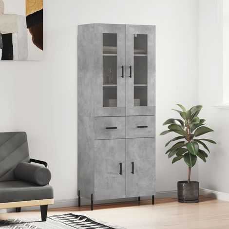Highboard Betongrau 69,5x34x180 cm Holzwerkstoff