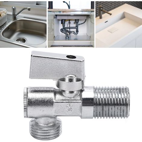 Robinet d'arrêt coudé en laiton à quart de tour, entrée G1/2 pouce x sortie G1/2 pouce, pour éviers/salles de bains/toilettes/cuisines. (1/5)