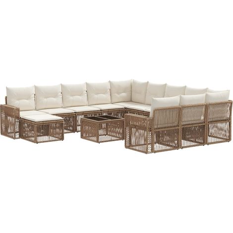 vidaXL Set Divano da Giardino 13 pcs Beige e Bianco Crema polyrattan