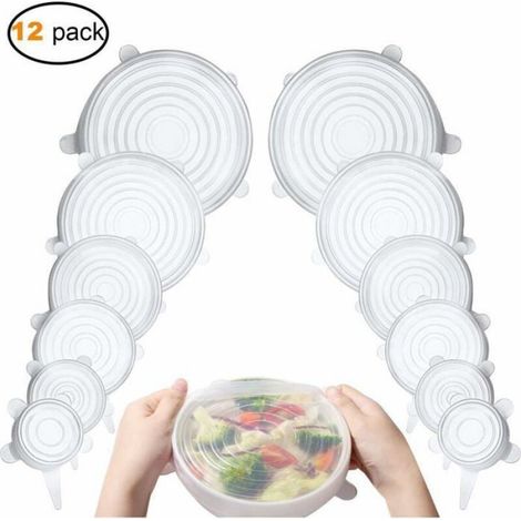 Couvercles en silicone extensibles, lot de 12 tailles différentes, sûrs et sains pour garder la nourriture fraîche Odipie (1/4)