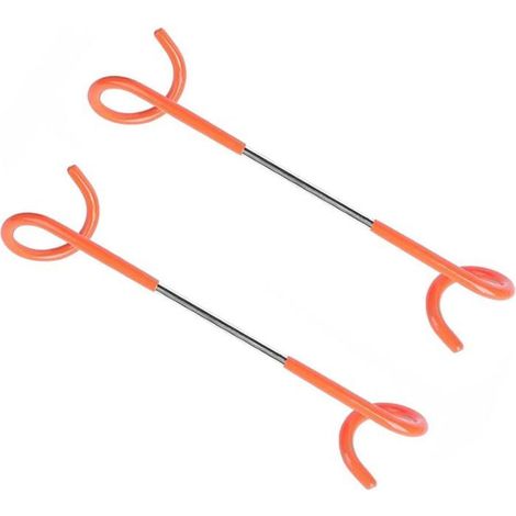 Lot de 2 crochets de camping, crochet pour lanterne, crochet pour tente, crochet pour mât de tente, crochet de suspension pour la pêche et le camping, orange (1/4)