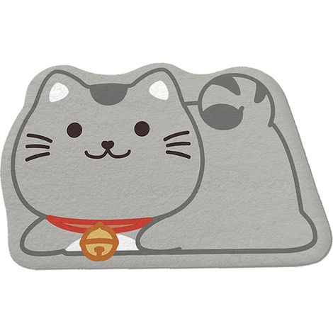 Tapis de bain panda mignon, super absorbant, Gris Chat