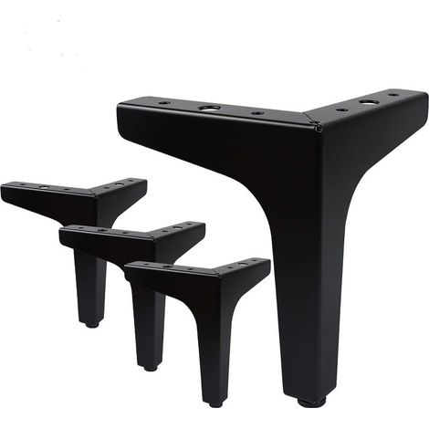 Lot de 4 Pieds de Meubles Charge Jusqu'à 600 KG,Pied de Table Modernes en Métal en Forme de Triangle,Pied Meuble épingle pour Placard,Canapé,avec 4 Protège Pieds,Noir(15cm) (1/5)