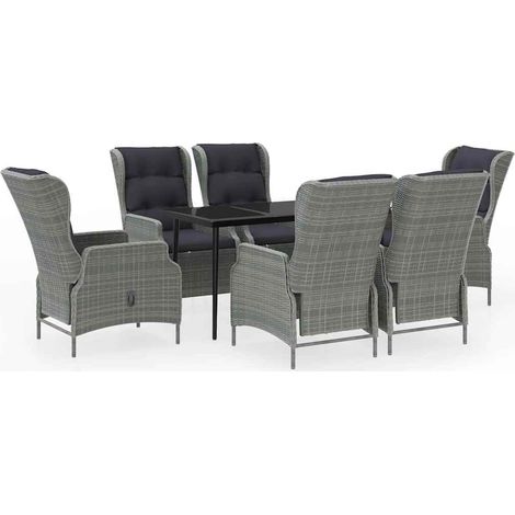 Maison Exclusive - Set da Pranzo da Giardino 7 pz Grigio Chiaro (1/5)