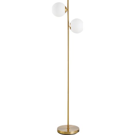 Lampadaire d'intérieur Lampadaire design lampadaire sur pied salon néo-rétro 2 Têtes boules max. 40 W métal doré (1/5)