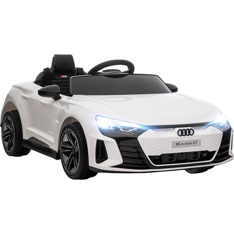 Voiture électrique 12V pour enfants – véhicule électrique avec télécommande pour les parents – vitesse maximale 5 km/h – effets sonores et lumineux – Audi RS E-tron GT blanche