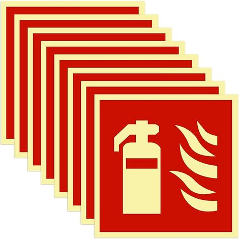 Fire Extinguisher Sign, PVC Fire Extinguisher Sign, Fire Protection Signs, 15 x 15 cm, Self Adhesive Safety Standards for Homes, Offices Signalisation de protection contre les incendies, conforme aux (1/5)